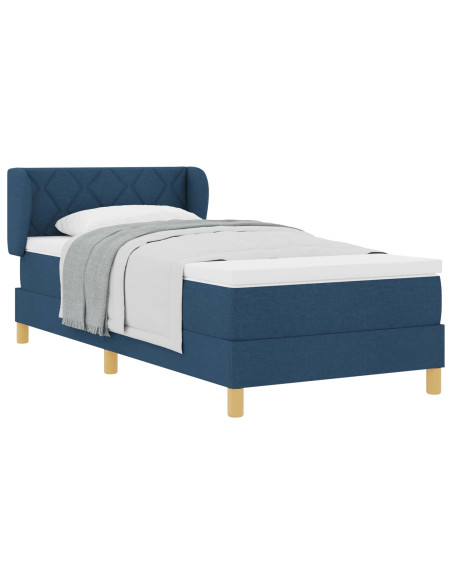 Letto a molle con materasso Blu 90 x 200 cm Tessuto