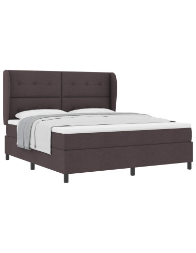 Letto a molle con materasso Marrone scuro 180 x 200 cm Tessuto