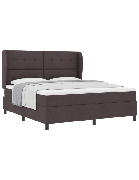 Letto a molle con materasso Marrone scuro 180 x 200 cm Tessuto