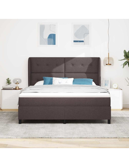 Letto a molle con materasso Marrone scuro 180 x 200 cm Tessuto