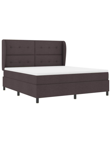 Letto a molle con materasso Marrone scuro 180 x 200 cm Tessuto