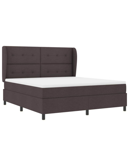 Letto a molle con materasso Marrone scuro 180 x 200 cm Tessuto