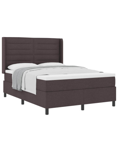 Letto a molle con materasso Marrone scuro 140 x 200 cm Tessuto