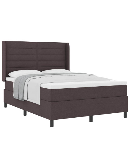 Letto a molle con materasso Marrone scuro 140 x 200 cm Tessuto
