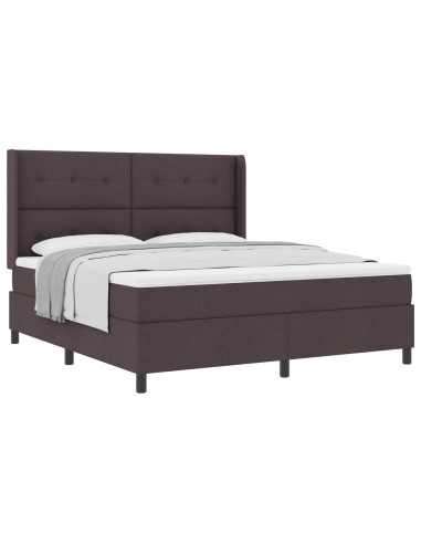 Letto a molle con materasso Marrone scuro 180 x 200 cm Tessuto