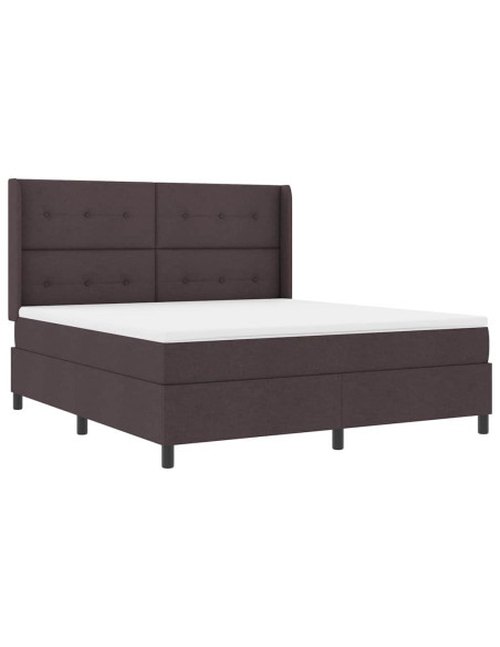 Letto a molle con materasso Marrone scuro 180 x 200 cm Tessuto