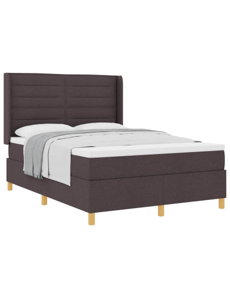 Letto a molle con materasso Marrone Scuro 140 x 200 cm Tessuto