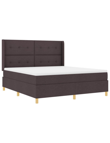 Letto a molle con materasso Marrone Scuro 180 x 200 cm Tessuto