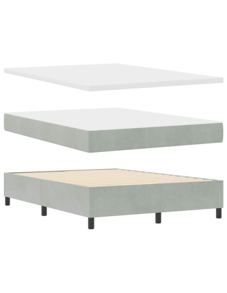 Letto a molle con testiera Grigio chiaro 160 x 200 cm Velluto