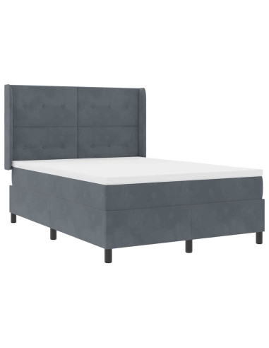 Letto a molle con testiera Grigio scuro 160 x 200 cm Velluto