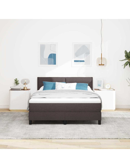 Letto a molle con materasso Marrone Scuro 140 x 190 cm Tessuto