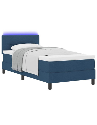 Letto a molle con materasso con led Blu 90 x 200 cm Tessuto