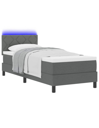 Letto a molle con materasso Grigio scuro 80 x 200 cm Tessuto