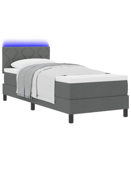 Letto a molle con materasso Grigio scuro 80 x 200 cm Tessuto