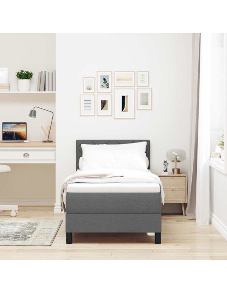Letto a molle con materasso Grigio scuro 80 x 200 cm Tessuto