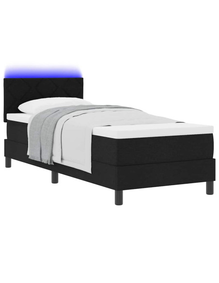 Letto a molle con materasso con led Nero 80 x 200 cm Tessuto