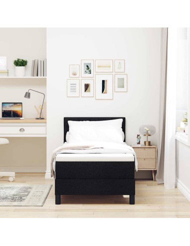 Letto a molle con materasso con led Nero 80 x 200 cm Tessuto