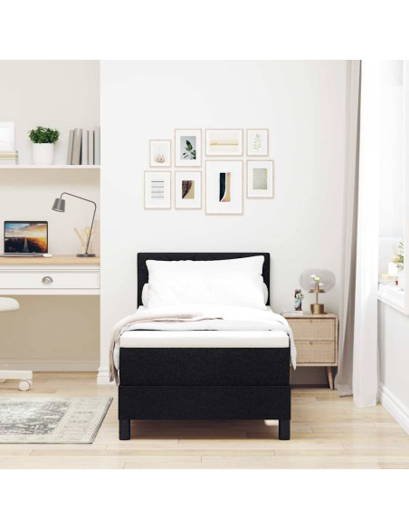 Letto a molle con materasso con led Nero 80 x 200 cm Tessuto