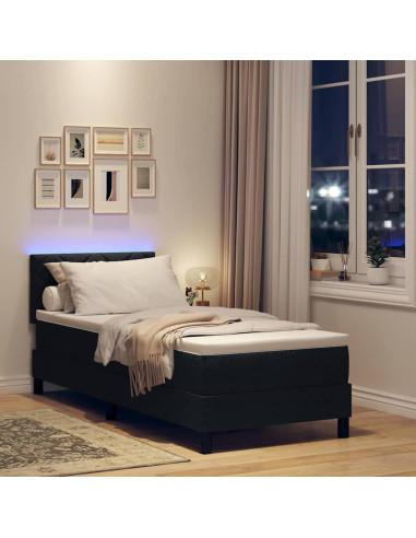 Letto a molle con materasso con led Nero 80 x 200 cm Tessuto