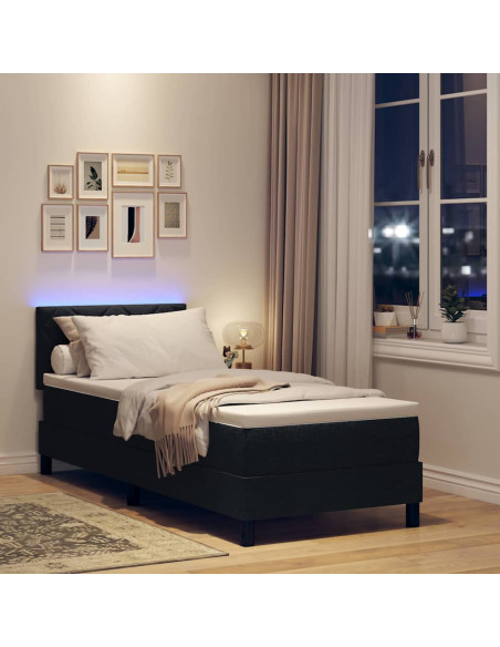 Letto a molle con materasso con led Nero 80 x 200 cm Tessuto