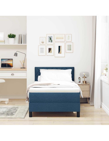 Letto a molle con materasso con led Blu 90 x 200 cm Tessuto