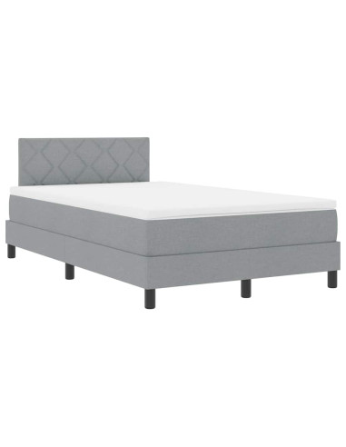 Letto a molle con testiera Grigio chiaro 120 x 190 cm Tessuto