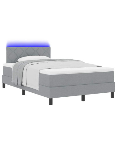 Letto a molle con testiera Grigio chiaro 120 x 190 cm Tessuto