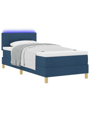 Letto a Sorgente LED con materasso Blu 90 x 200 cm Tessuto
