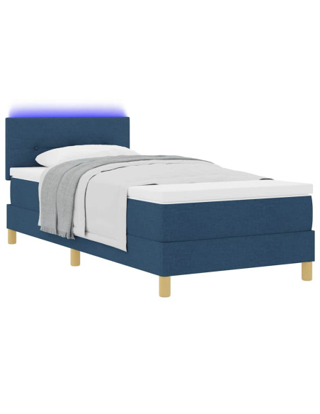 Letto a Sorgente LED con materasso Blu 90 x 200 cm Tessuto
