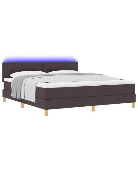 Letto a Sorgente LED con led Marrone Scuro 180 x 200 cm Tessuto