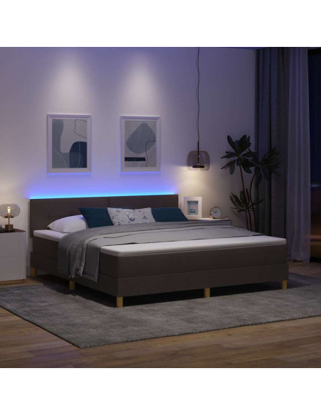 Letto a Sorgente LED con led Marrone Scuro 180 x 200 cm Tessuto