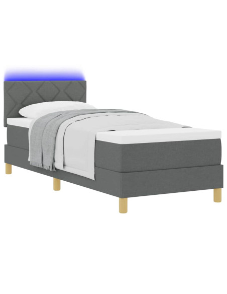 Letto a Sorgente LED con led Grigio scuro 80 x 200 cm Tessuto