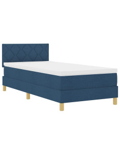 Letto a Sorgente LED con materasso Blu 90 x 200 cm Tessuto 2