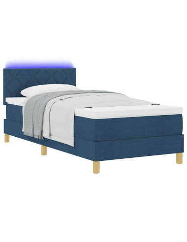 Letto a Sorgente LED con materasso Blu 90 x 200 cm Tessuto