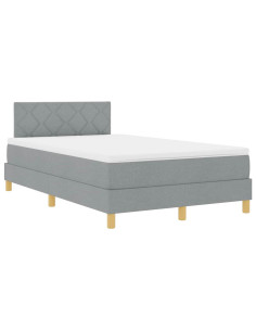 Letto a Sorgente LED con led Grigio chiaro 120 x 190 cm Tessuto 2