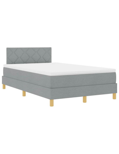Letto a Sorgente LED Grigio chiaro 120 x 200 cm Tessuto