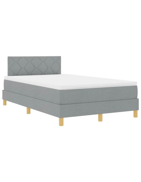 Letto a Sorgente LED Grigio chiaro 120 x 200 cm Tessuto