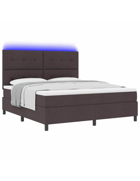 Letto a molle con materasso Marrone scuro 180 x 200 cm Tessuto