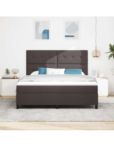 Letto a molle con materasso Marrone scuro 180 x 200 cm Tessuto