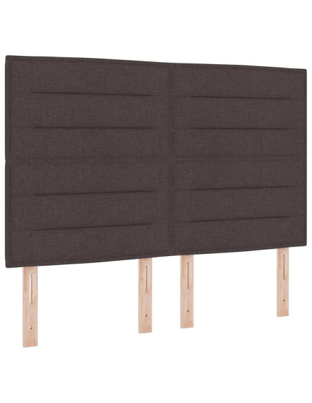 Letto a Sorgente LED Marrone Scuro 140 x 190 cm Tessuto