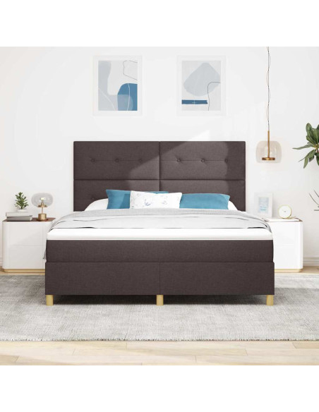 Letto a Sorgente LED Marrone Scuro 180 x 200 cm Tessuto
