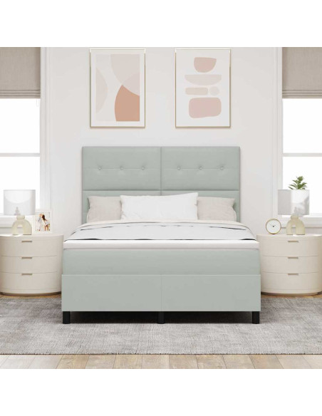 Letto a Sorgente LED Grigio chiaro 160 x 200 cm Tessuto