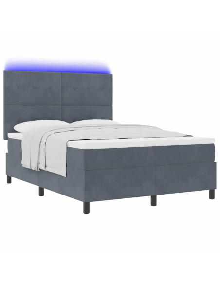 Letto a Sorgente LED Grigio scuro 160 x 200 cm Tessuto