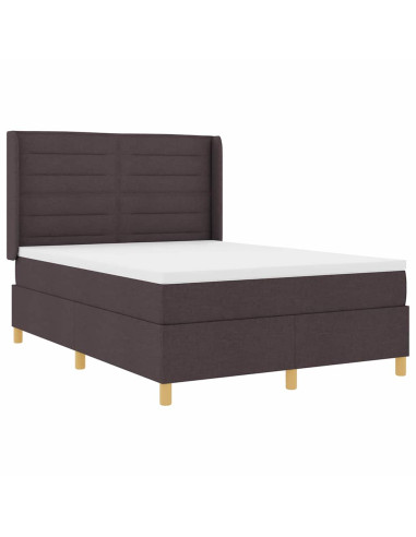 Letto a molle con strisce LED Marrone 140 x 190 cm Tessuto