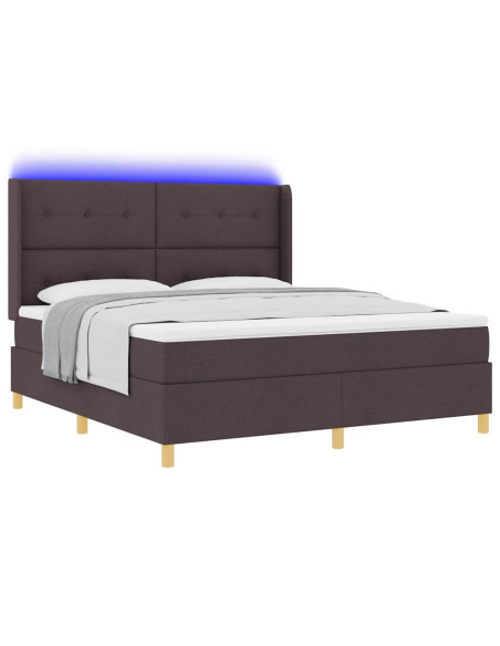 Letto a molle con materasso Marrone 140 x 200 cm Tessuto