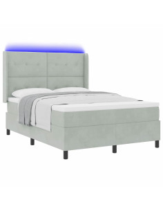 Letto a molle con materasso Grigio chiaro 160 x 200 cm Velluto 2