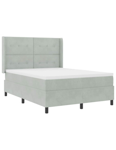 Letto a molle con materasso Grigio chiaro 160 x 200 cm Velluto
