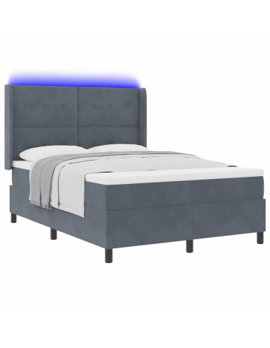 Letto a molle con materasso Grigio scuro 160 x 200 cm Velluto