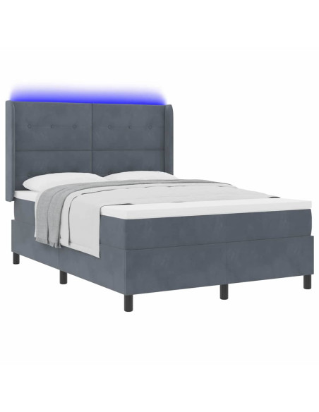 Letto a molle con materasso Grigio scuro 160 x 200 cm Velluto
