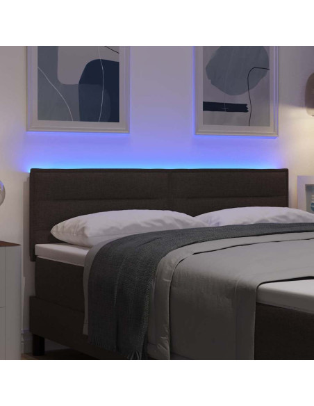 Testiera LED con testiera Marrone Scuro 144 cm Poliestere